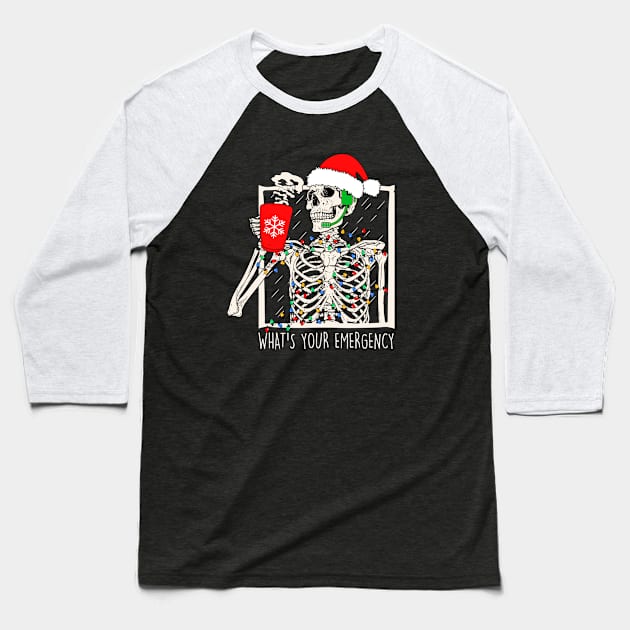 Funny Dispatcher Skeleton Christmas Gift for 911 First Responders Baseball T-Shirt by Shirts by Jamie